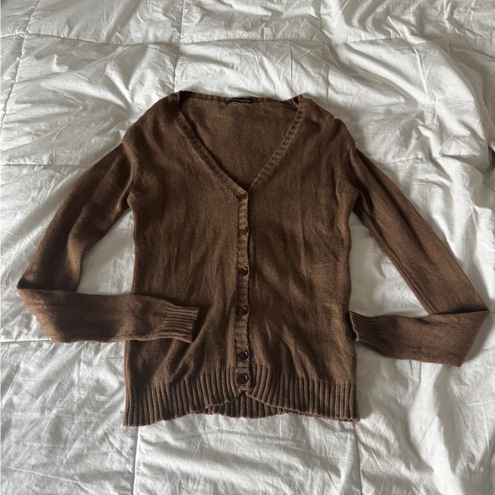 Brandy Melville Brown Wool Cashmere Blend Cardigan - V-Neck Button Down - Italy